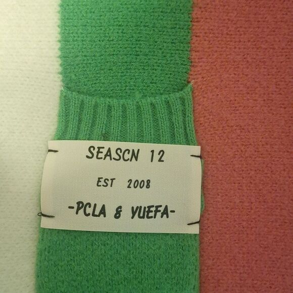 Jascls pink green striped thick knit colorblock cardigan sweater One size - Picture 3 of 5